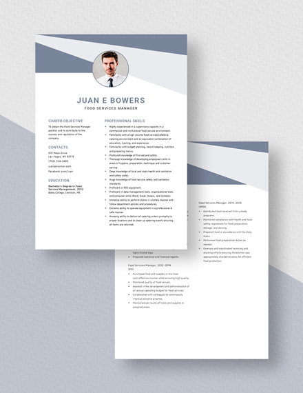 Food Services Manager Resume  Download