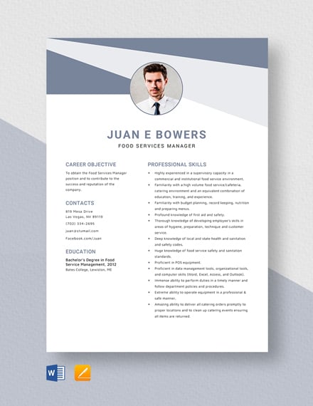 Food Services Manager Resume