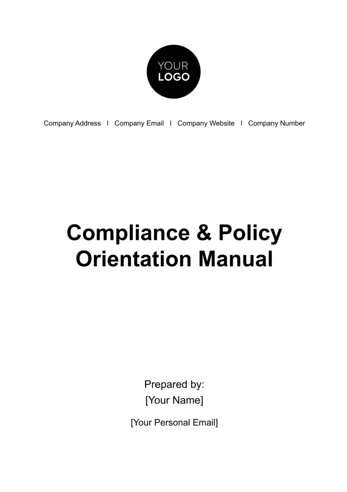 Free Compliance & Policy Orientation Manual HR Template