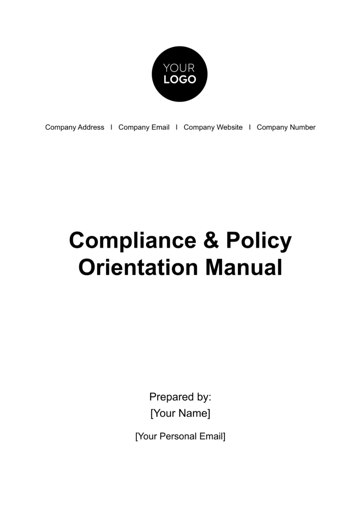 Compliance & Policy Orientation Manual HR Template - Edit Online & Download