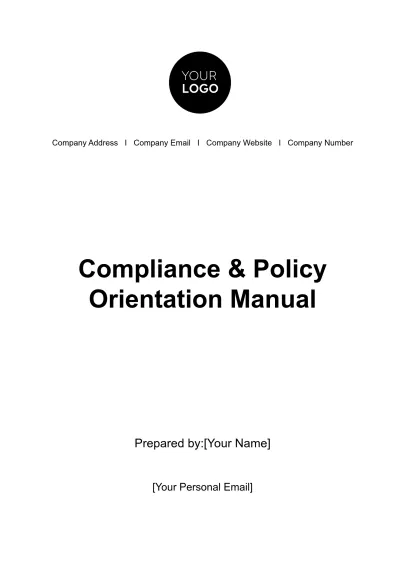 Free Compliance & Policy Orientation Manual HR Template to Edit Online