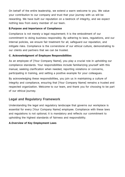 Free Compliance & Policy Orientation Manual HR Template to Edit Online