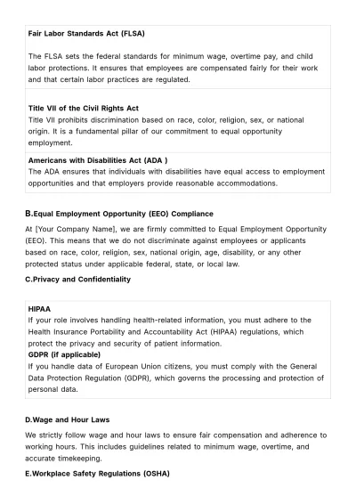 Free Compliance & Policy Orientation Manual HR Template to Edit Online
