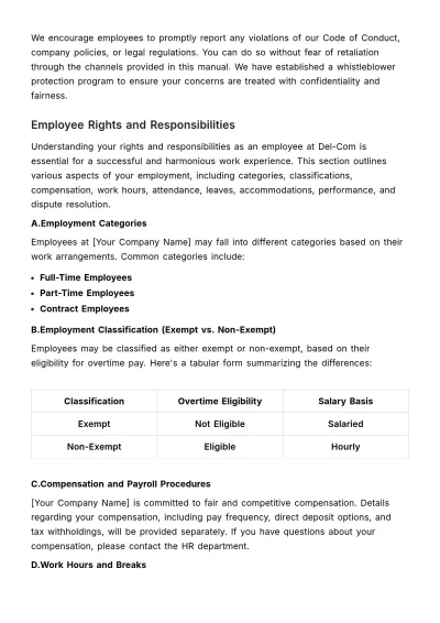 Free Compliance & Policy Orientation Manual HR Template to Edit Online