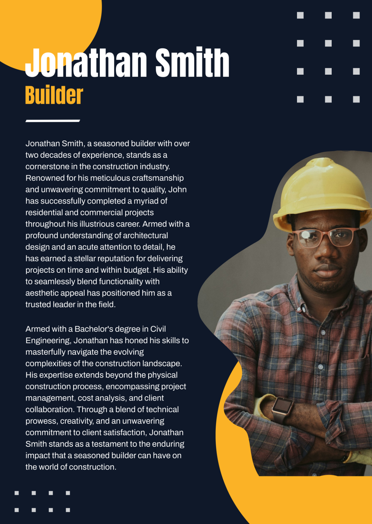 Professional Bio for Builder Template