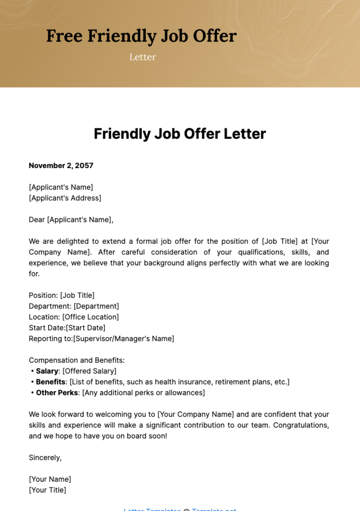 Free Friendly Job Offer Letter Template