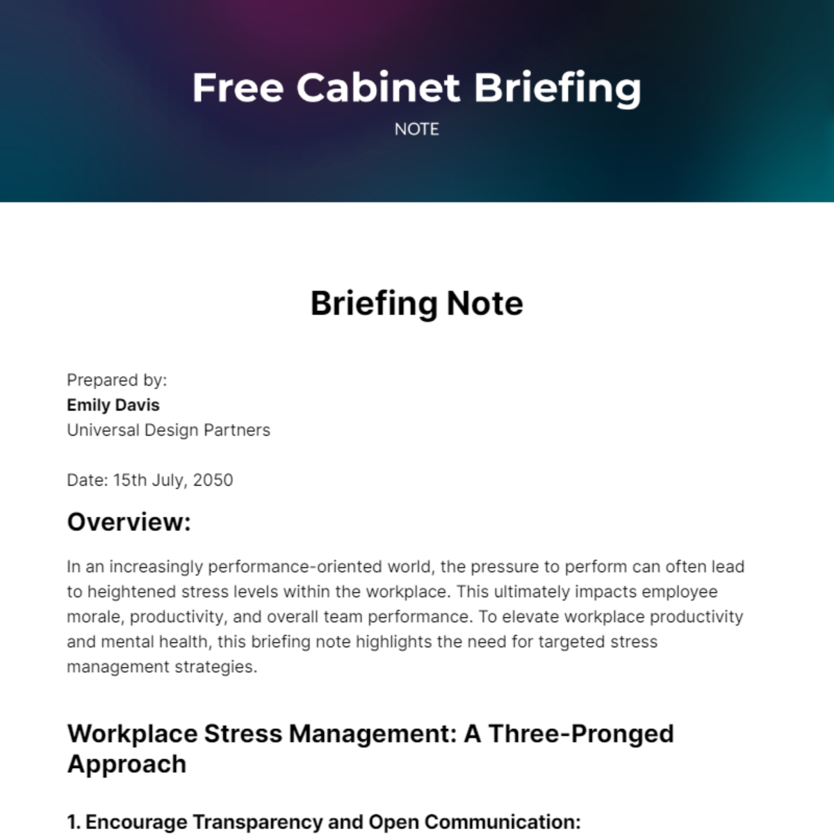 Free Cabinet Briefing Note Template