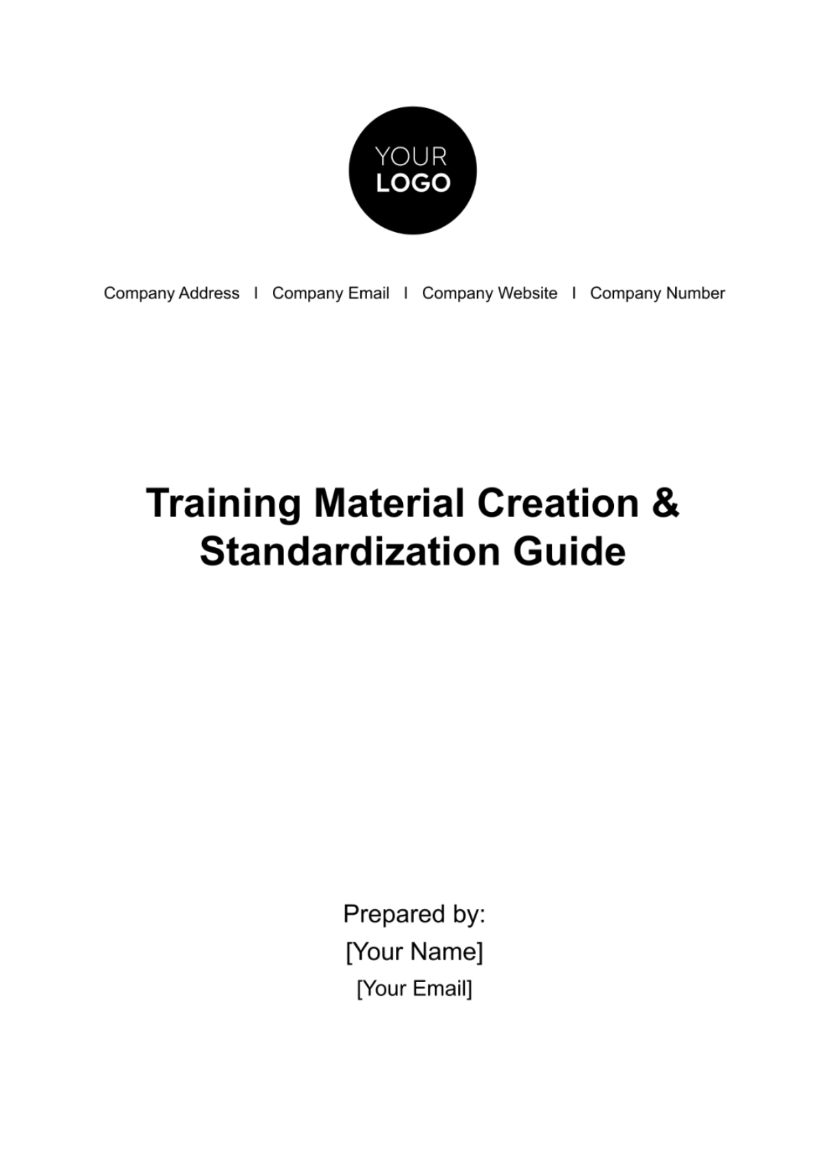 Free Training Material Creation & Standardization Guide HR Template