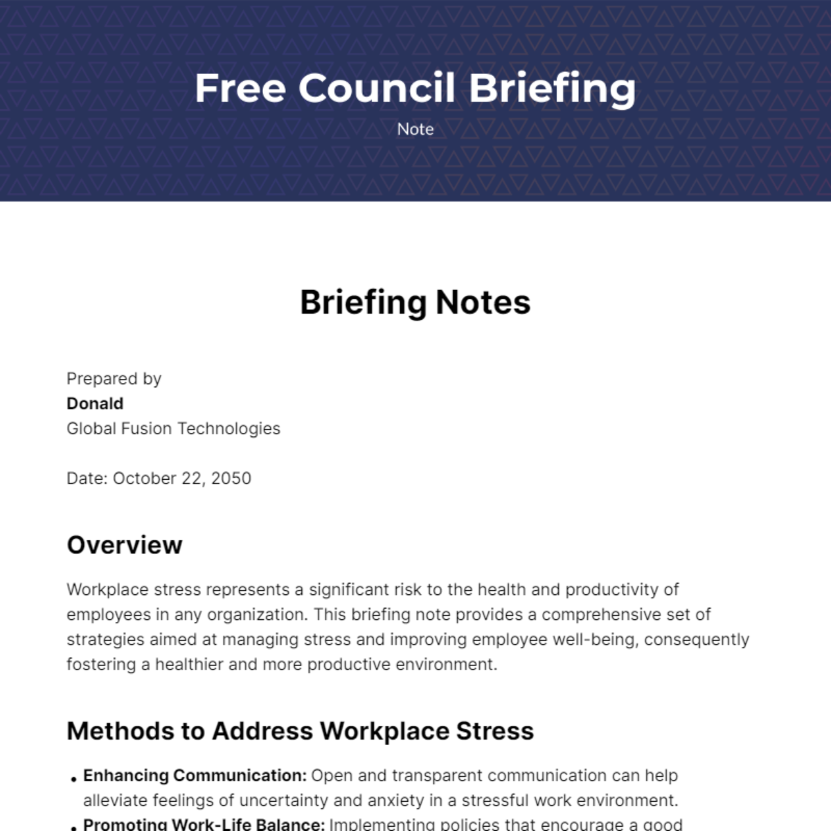 Free Council Briefing Note Template Edit Online Download Template
