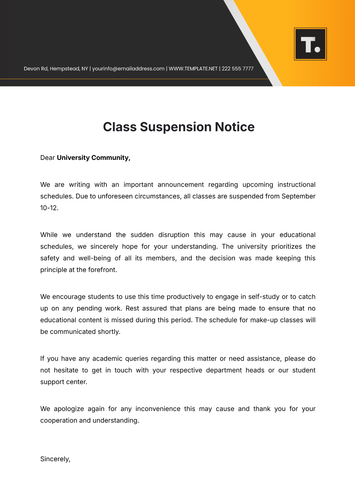 University Notice Template - Edit Online & Download