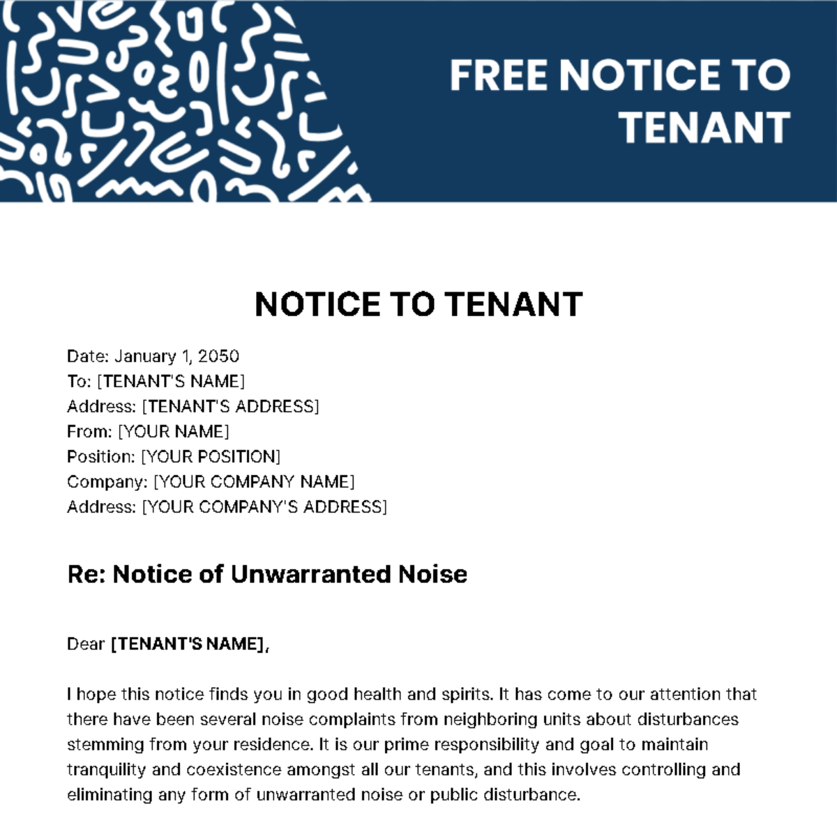 Free Notice to Tenant Template