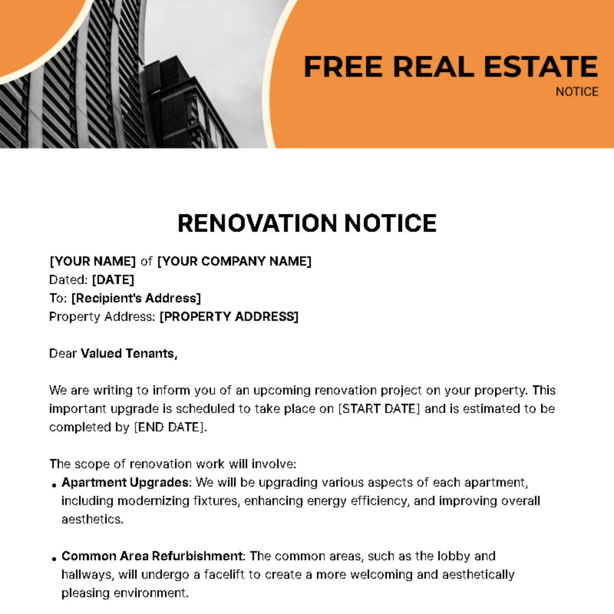 Free Real Estate Notice Template