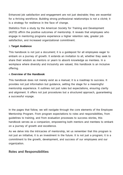 Free Employee Mentorship Program Handbook HR Template to Edit Online