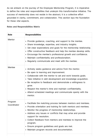 Free Employee Mentorship Program Handbook HR Template to Edit Online