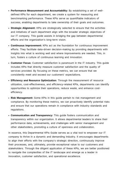 Free Departmental Key Performance Indicators Guide HR Template to Edit Online