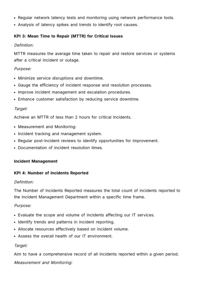 Free Departmental Key Performance Indicators Guide HR Template to Edit Online