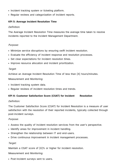 Free Departmental Key Performance Indicators Guide HR Template to Edit Online