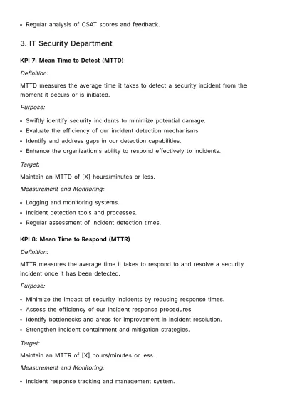 Free Departmental Key Performance Indicators Guide HR Template to Edit Online