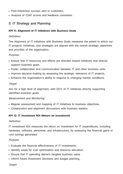 Free Departmental Key Performance Indicators Guide HR Template to Edit Online