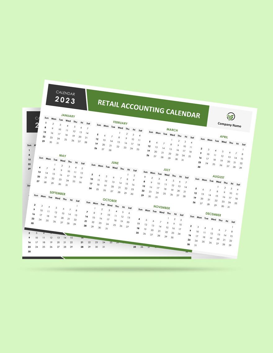 Retail Accounting Desk Calendar Template in Pages, Word, Google Docs