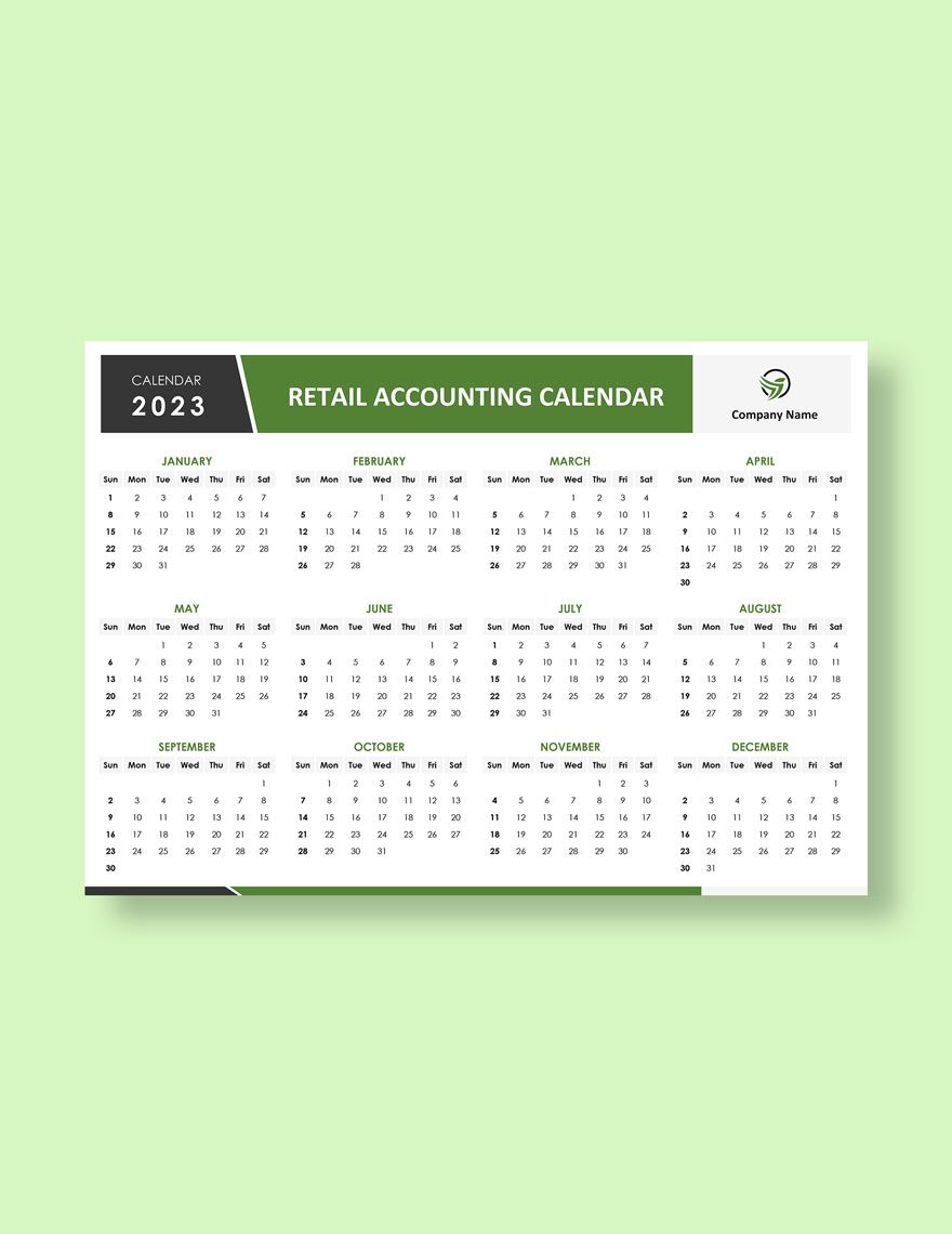 Retail Accounting Desk Calendar Template in Pages, Word, Google Docs