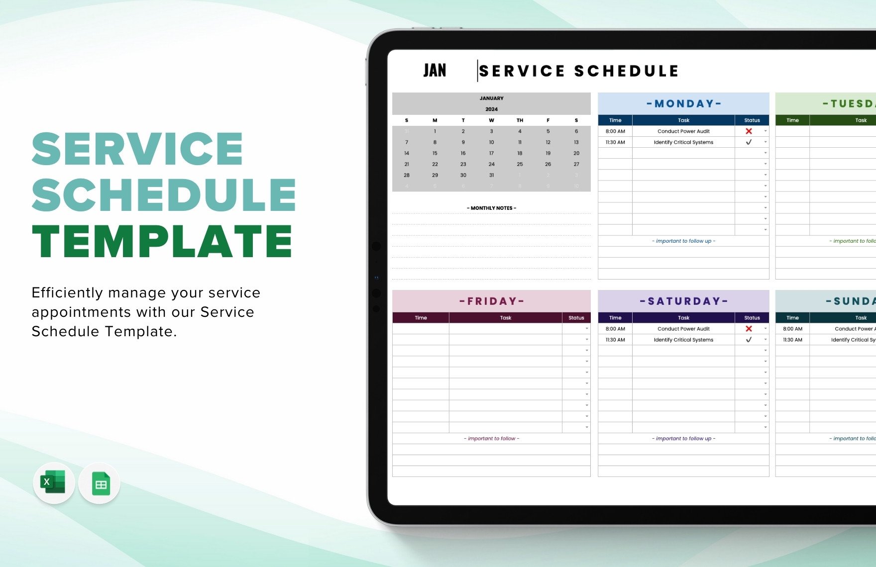 Service Schedule Template