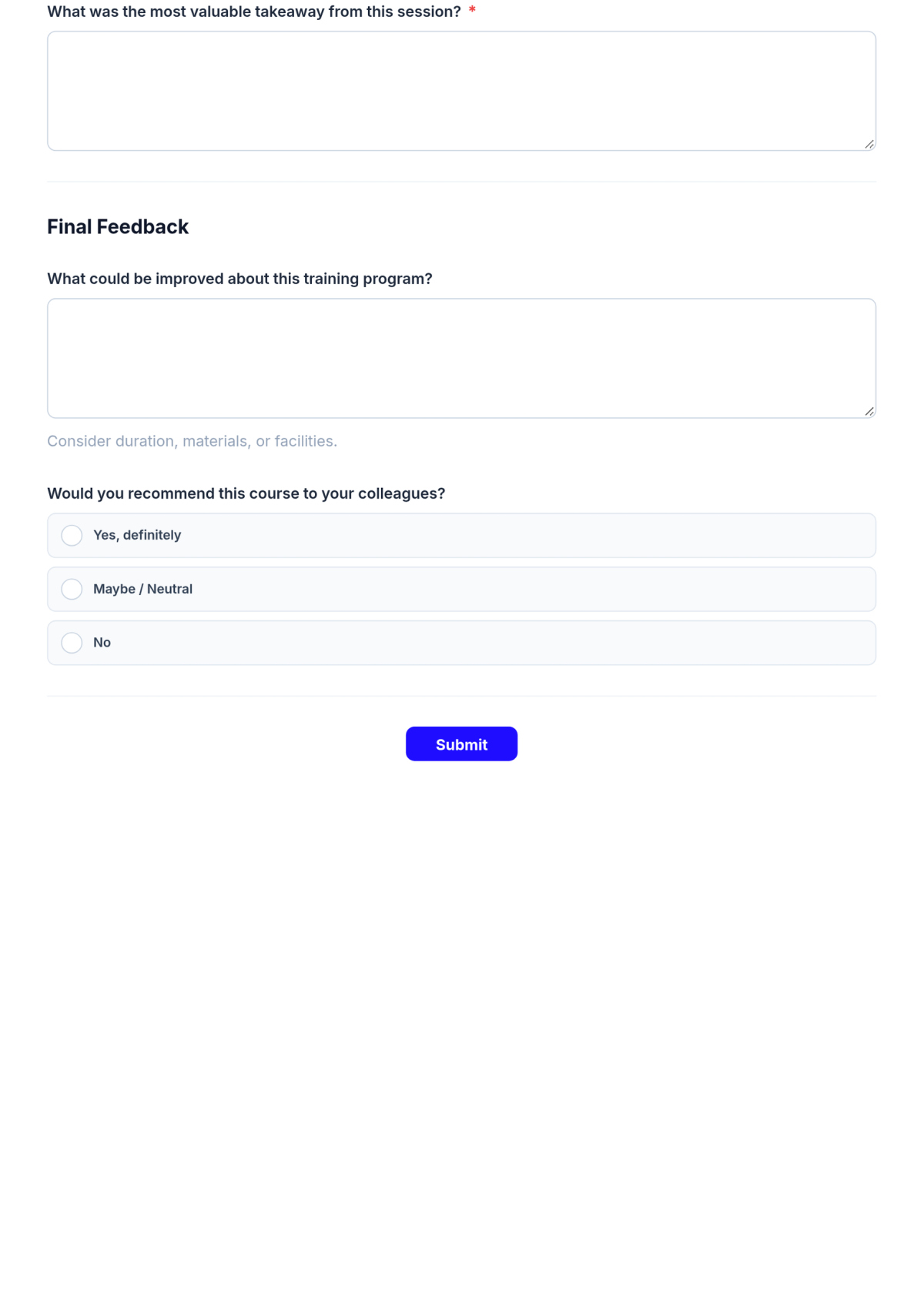 Free Post-training Assessment Form HR Template & AI Maker Free Post-training Assessment Form HR Template & AI Maker