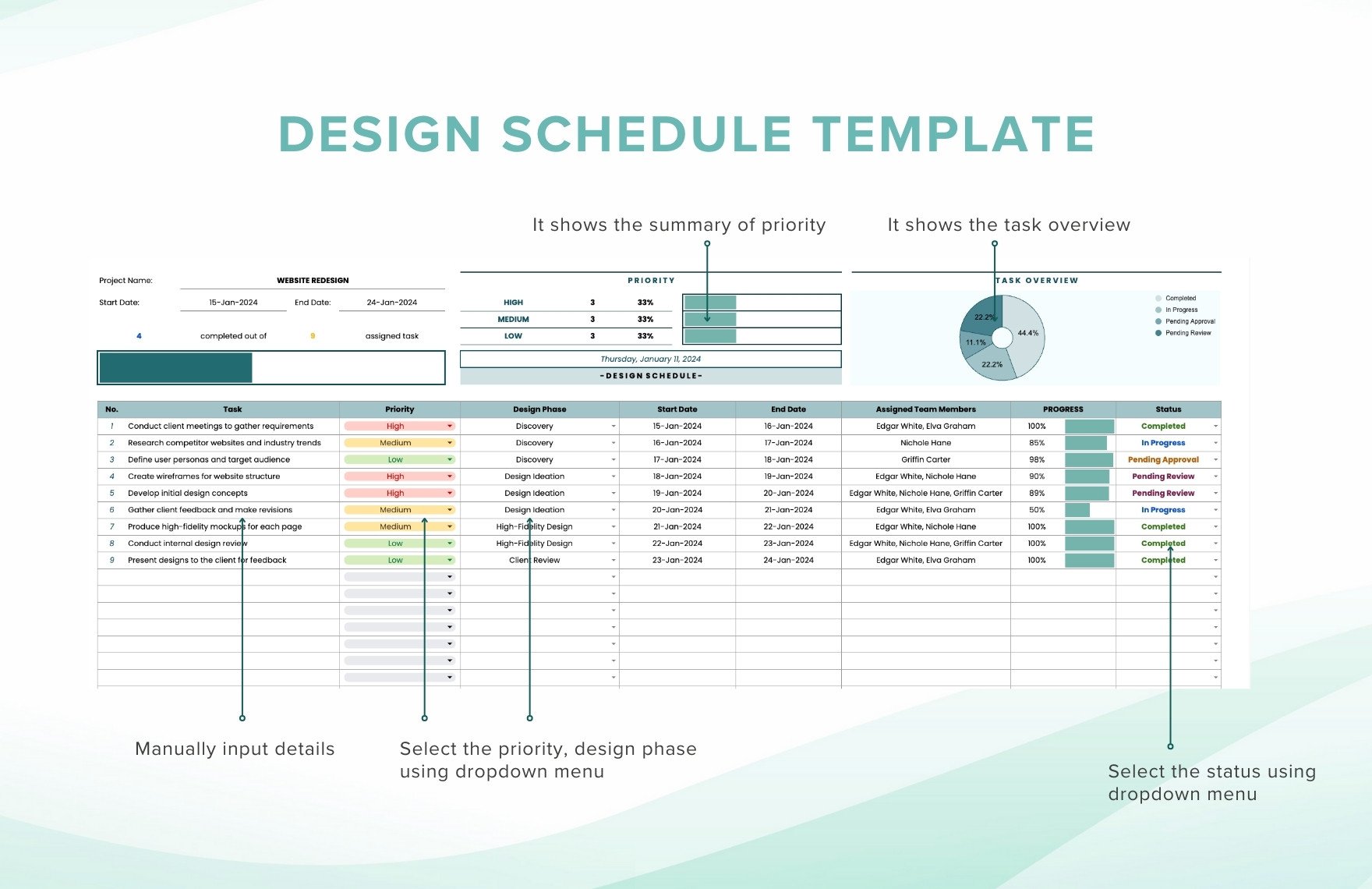 Design Schedule Template