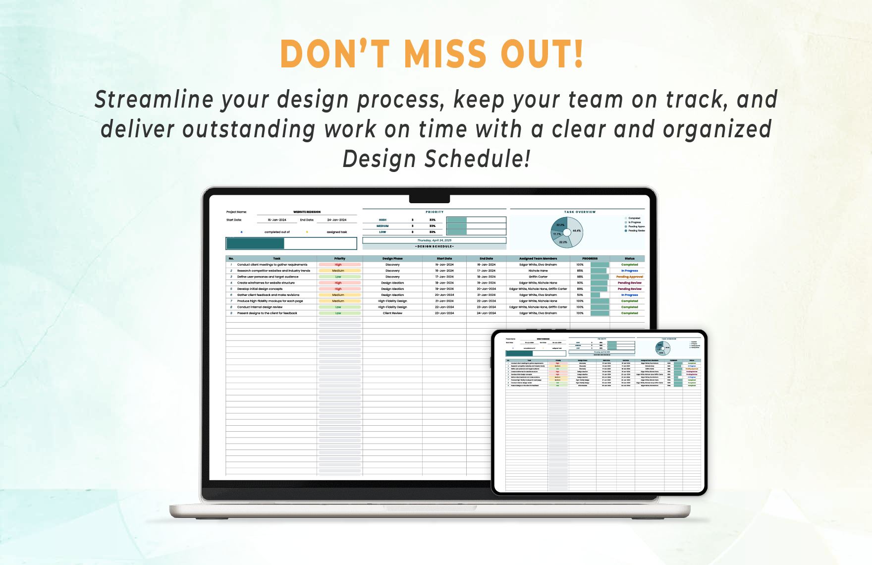 Design Schedule Template