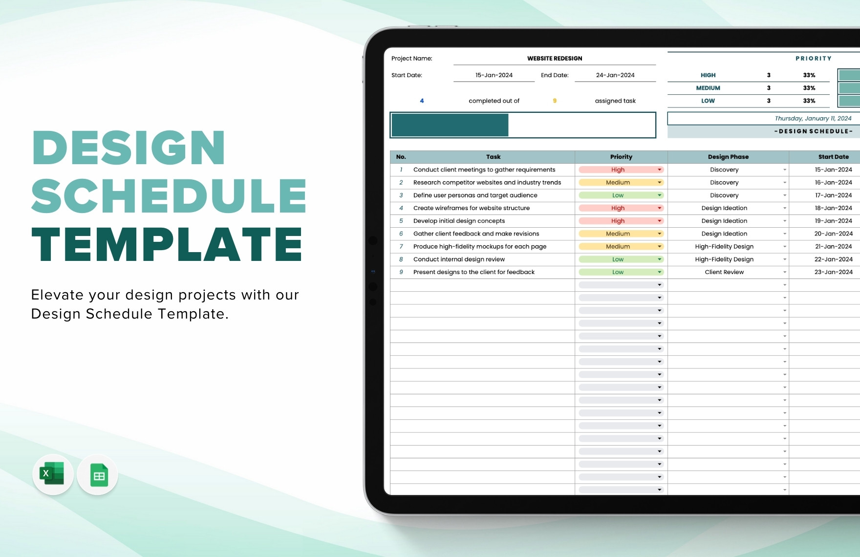 Training Schedule Template In Excel Google Sheets Download