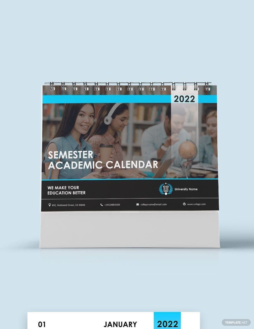 Semester Academic Desk Calendar Template