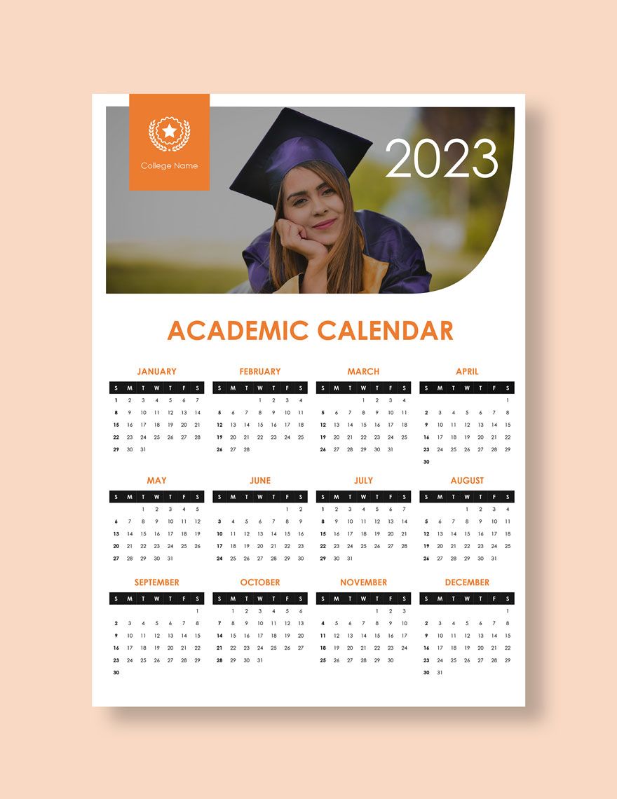 Simple Academic Desk Calendar Template