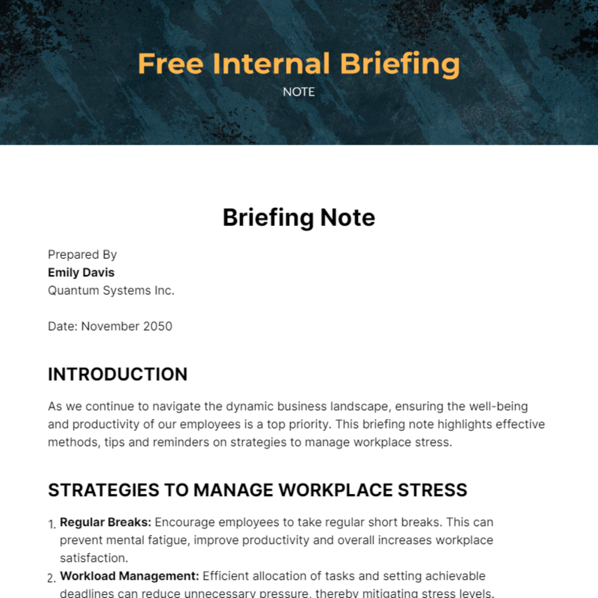 Internal Briefing Note Template