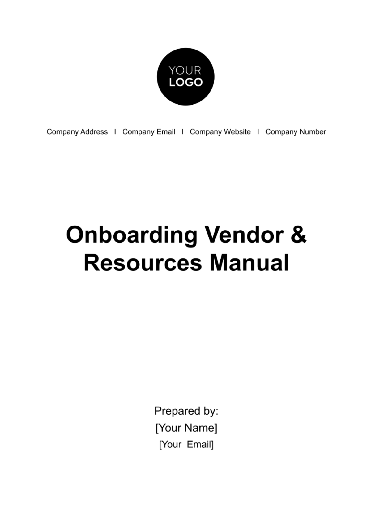 Onboarding Vendor & Resources Manual HR Template