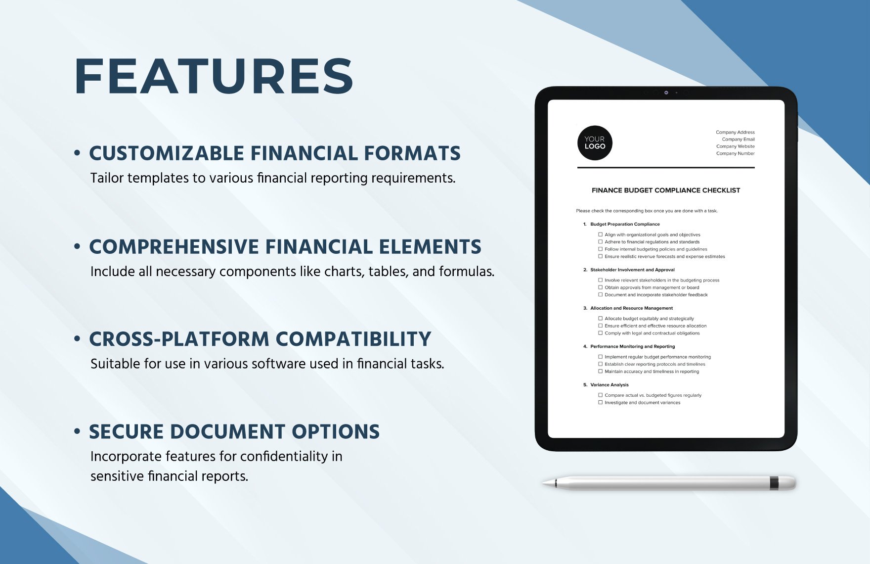 Finance Budget Compliance Checklist Template