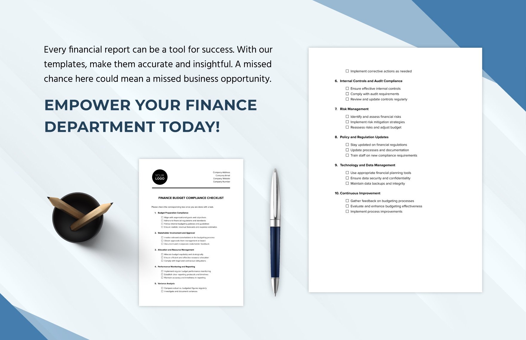 Finance Budget Compliance Checklist Template