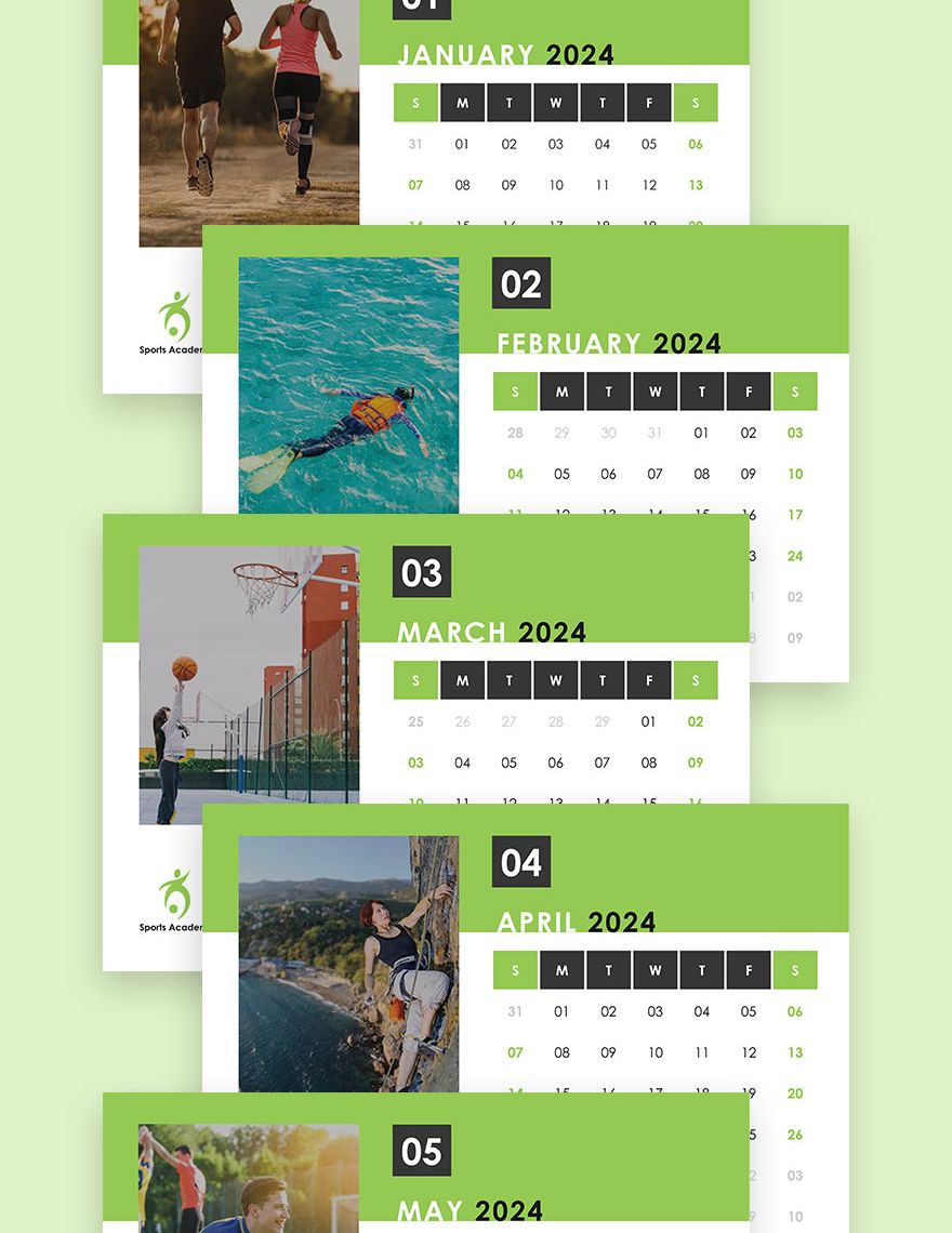 Sports Training Desk Calendar Template
