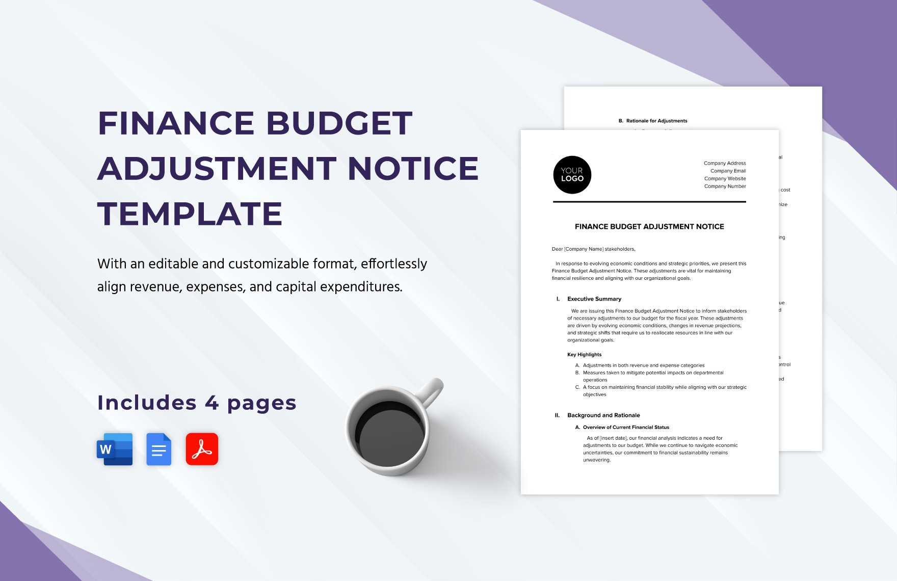 Finance Budget Adjustment Notice Template