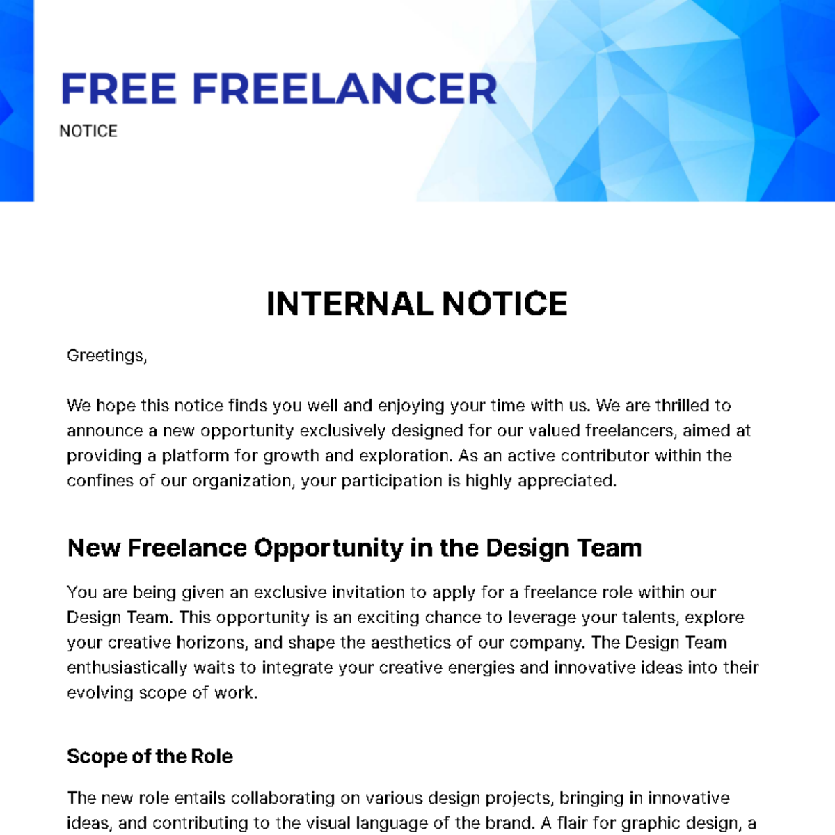 Freelancer Notice Template - Edit Online & Download