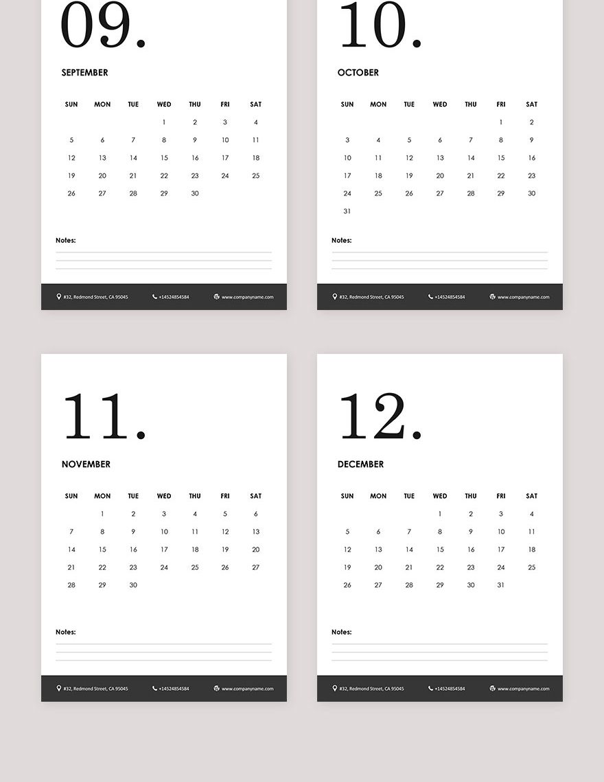Staff Annual Desk Calendar Template