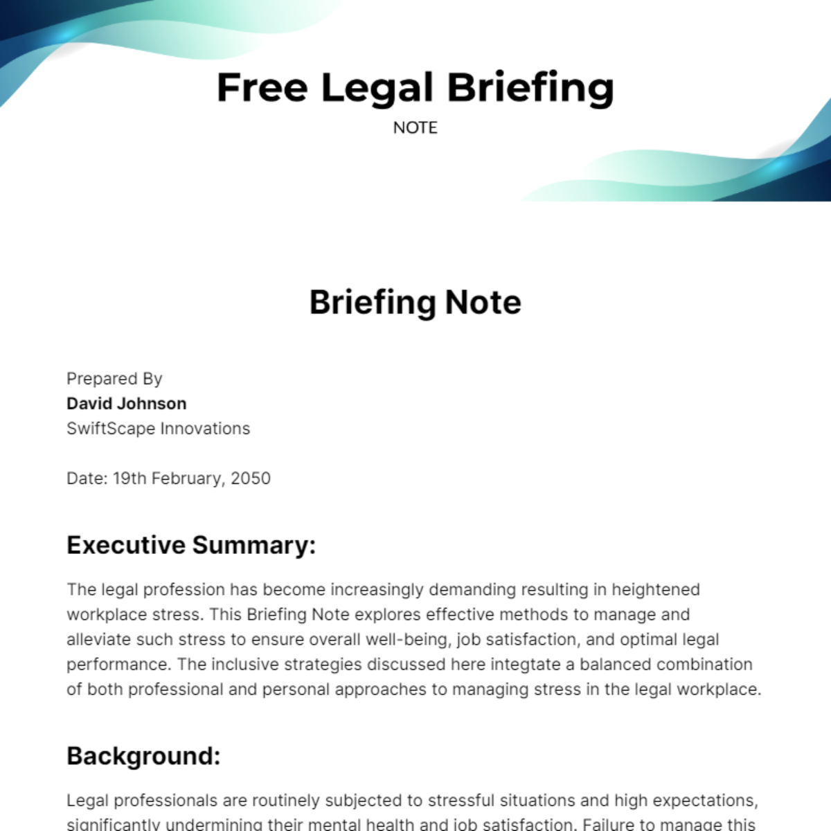 Free Legal Briefing Note Template