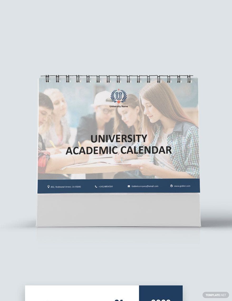 University Academic Desk Calendar Template