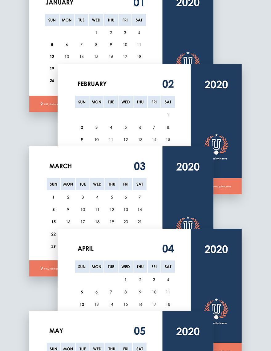 University Academic Desk Calendar Template