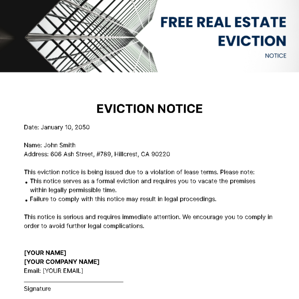 Real Estate Eviction Notice Template - Edit Online & Download