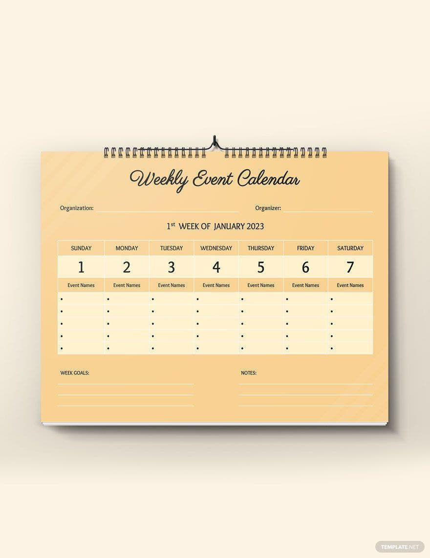 Weekly Event Desk Calendar Template