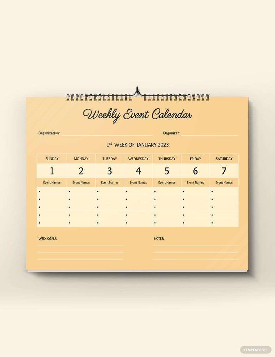 Weekly Event Desk Calendar Template in Google Docs, Pages, Word - Download | Template.net