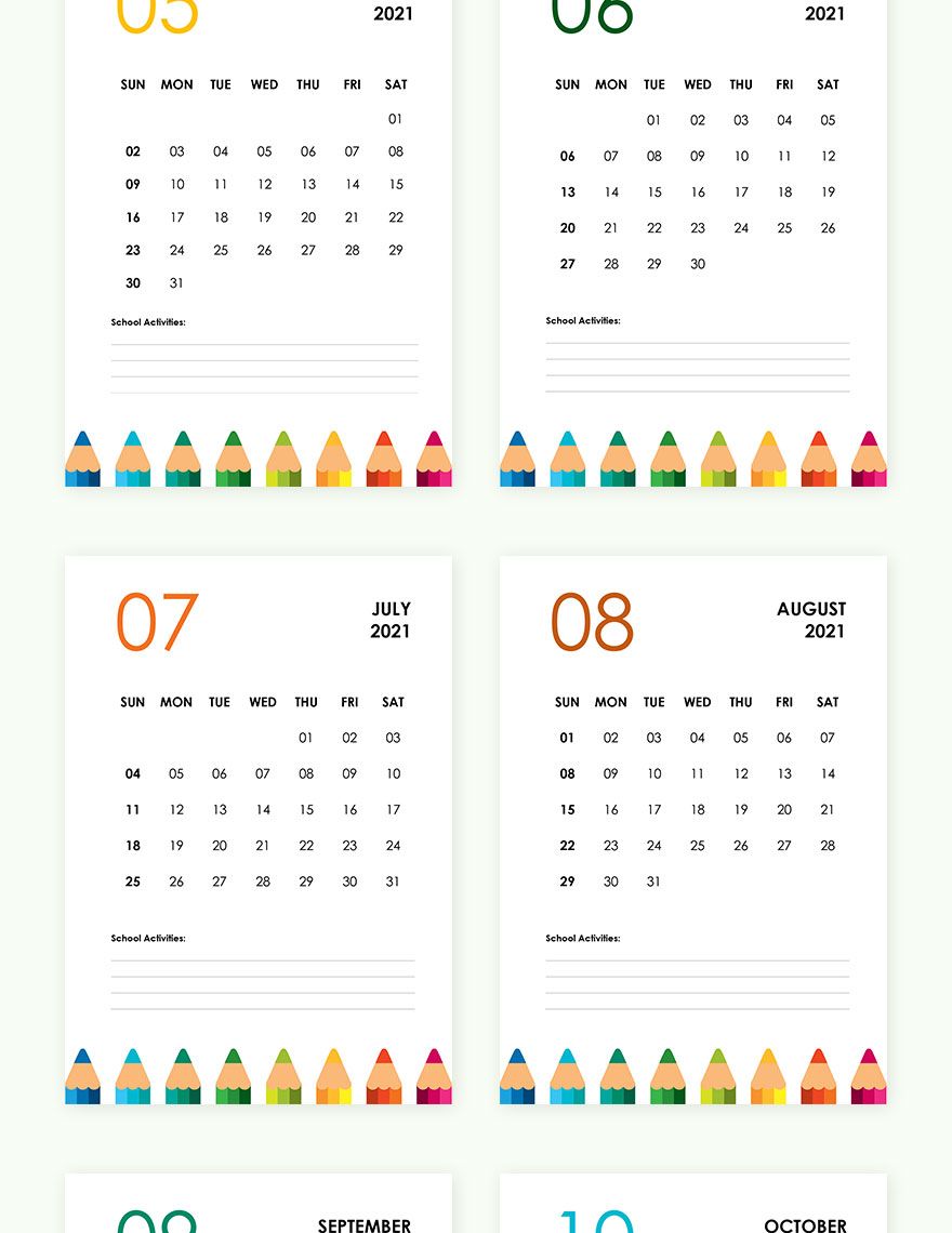 Yearly Academic Desk Calendar Template