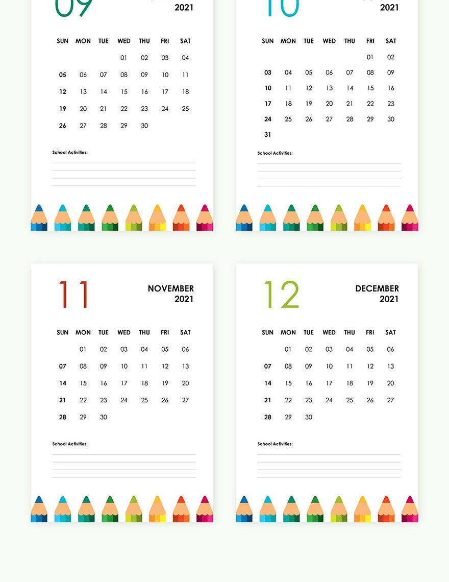 Yearly Academic Desk Calendar Template