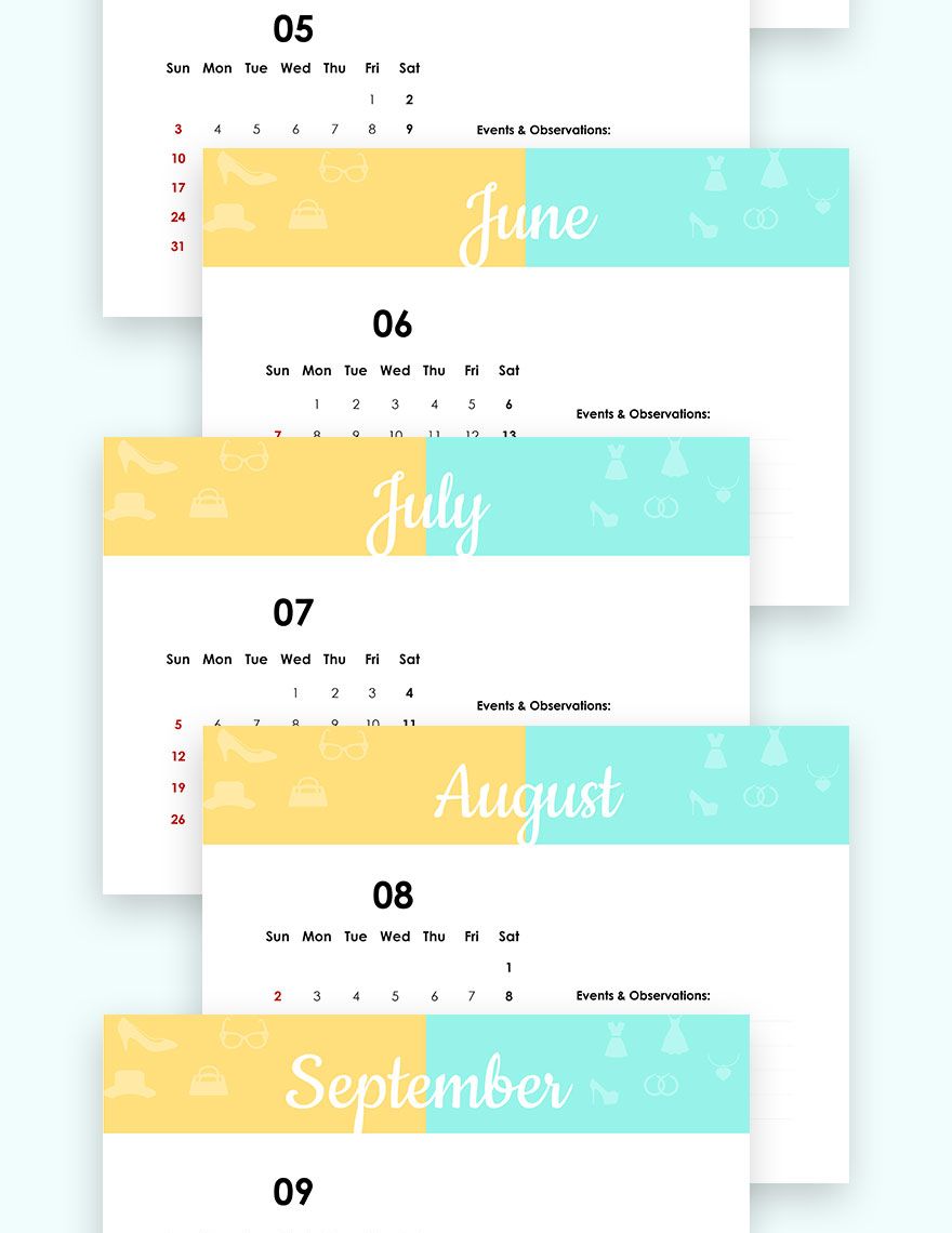 Yearly Event Desk Calendar Template