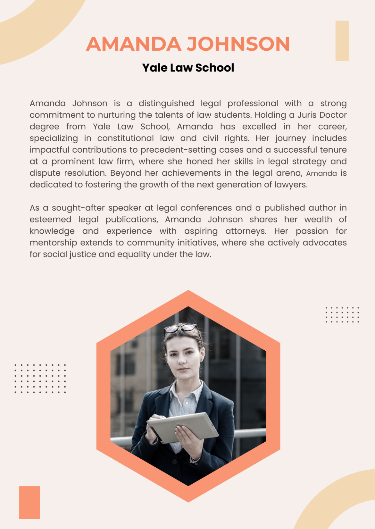 Professional Bio for Law Students Template